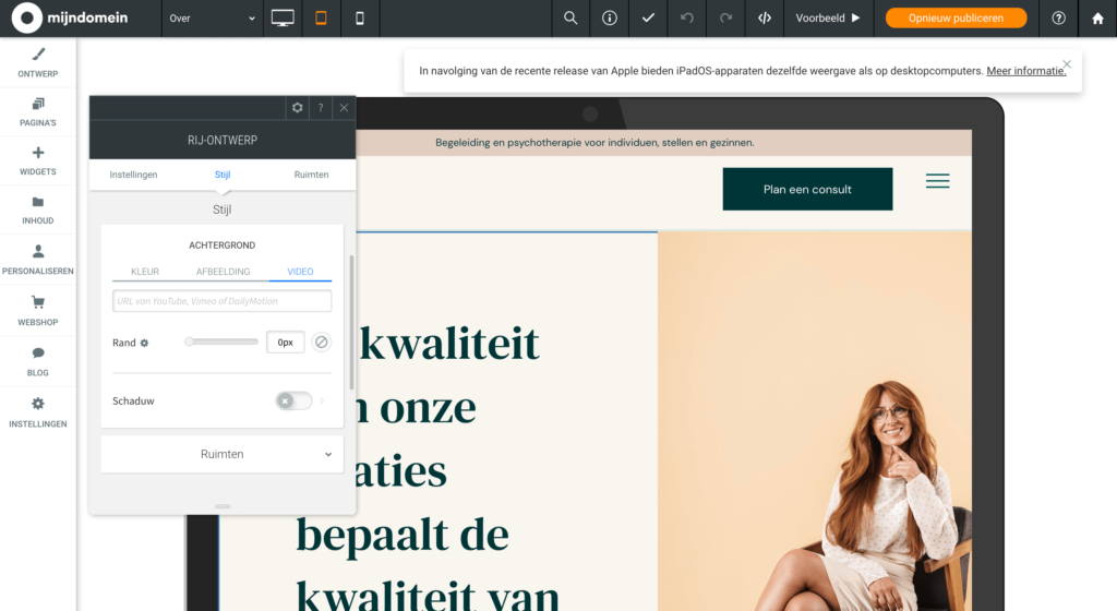 Gebruik video als achtergrond
