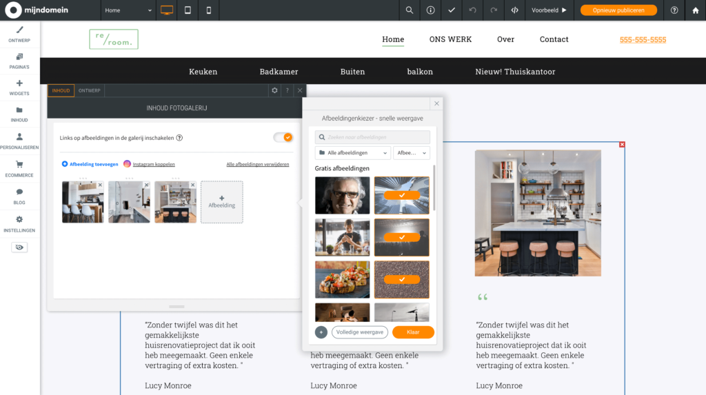 Websitemaker meer afbeeldingen selecteren